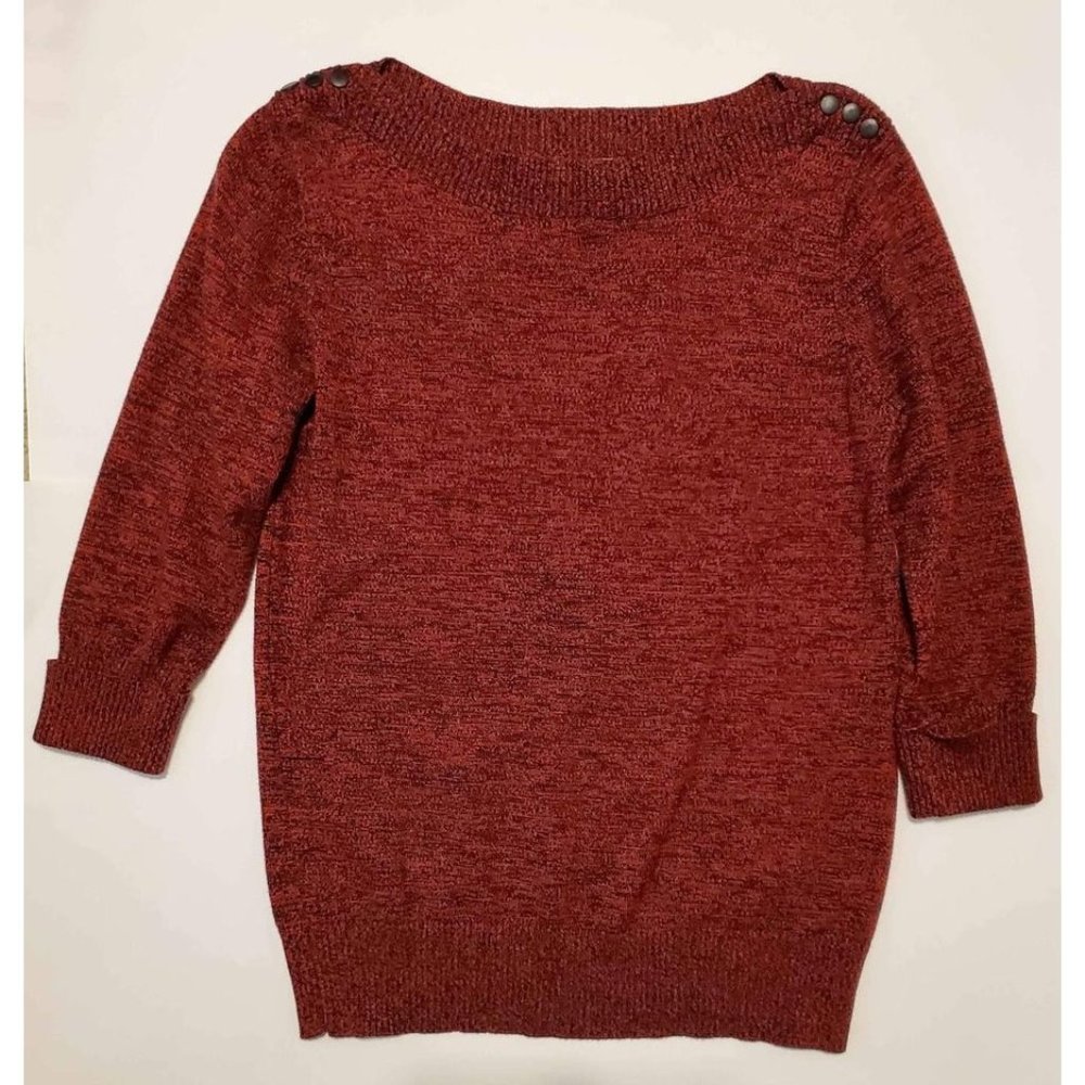 Women's Large Dress Barn Sweater Red & Black with Stud Detail on Shoulders